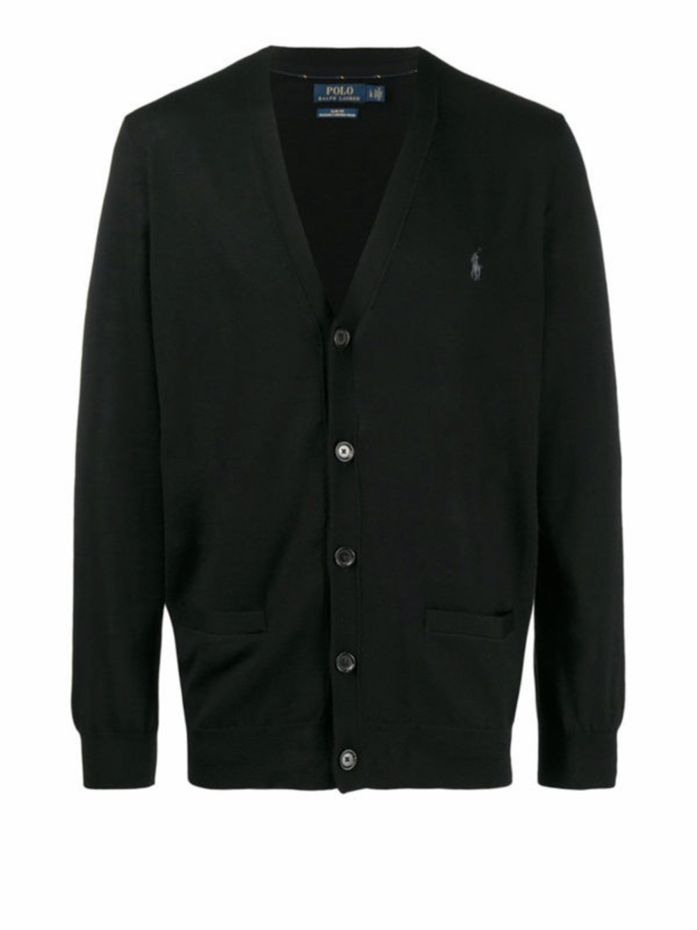 Polo Ralph Lauren Black V-Neck Pima Cotton Cardigan Preppy Classic Blue Label